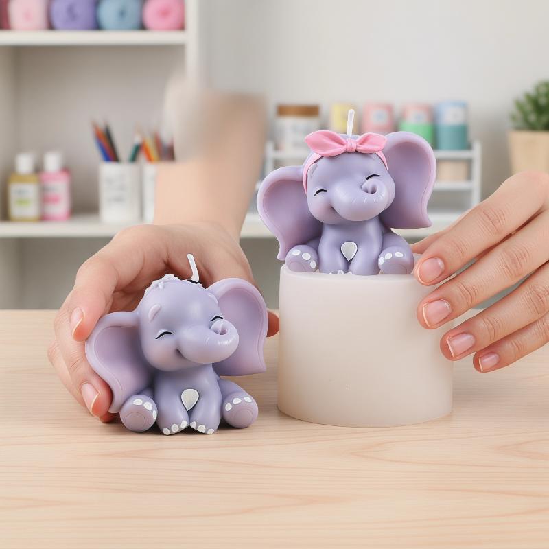 Soap Making Organic - Cute 3D Elephant Silicone Candle Mold