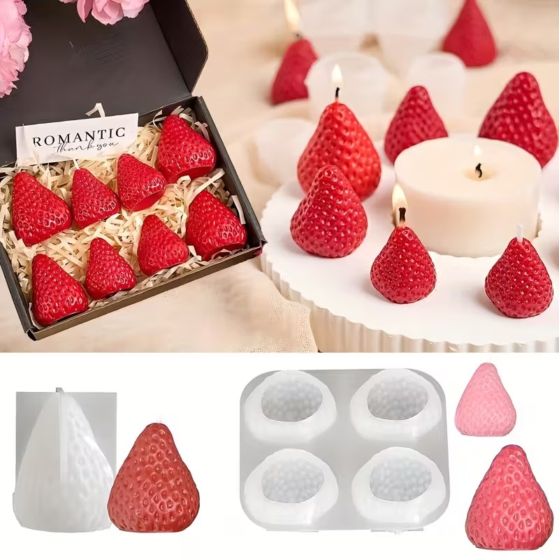 Strawberry Silicone Candle Mol - огляд і ціна Soap Making Organic